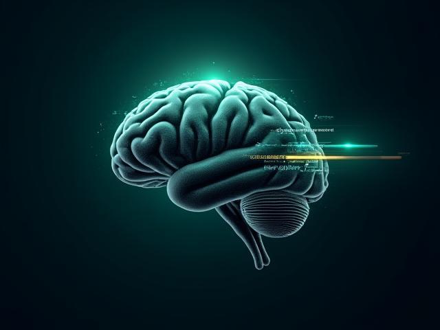 Un cervello stilizzato con ingranaggi e diagrammi che rappresentano il processo di pensiero e la lettura veloce, con parole che scorrono rapidamente, a simboleggiare l'efficienza e le tecniche avanzate di lettura.